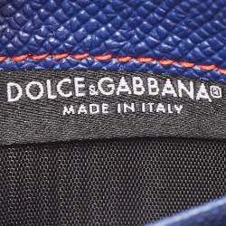 Pre Owned Dolce & Gabbana Red/Blue Printed Leather Card Holder