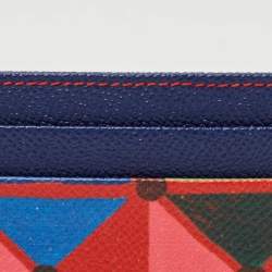 Pre Owned Dolce & Gabbana Red/Blue Printed Leather Card Holder