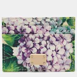 Pre Owned Dolce & Gabbana Multicolor Floral Print Leather Card Holder