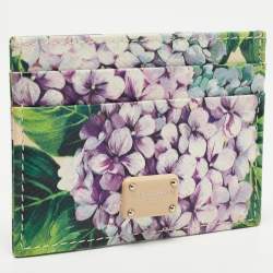 Pre Owned Dolce & Gabbana Multicolor Floral Print Leather Card Holder