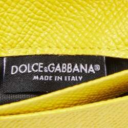 Pre Owned Dolce & Gabbana Yellow/White Lemon Print Leather Trifold Wallet