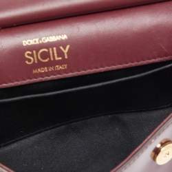 Dolce & Gabbana Burgundy Patent Leather Mini Miss Sicily Top Handle Bag