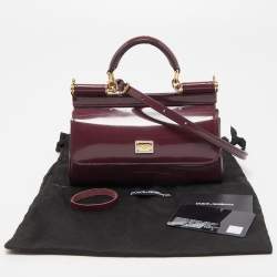 Dolce & Gabbana Burgundy Patent Leather Mini Miss Sicily Top Handle Bag