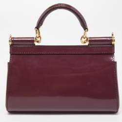 Dolce & Gabbana Burgundy Patent Leather Mini Miss Sicily Top Handle Bag