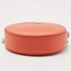 Pre Owned Dolce & Gabbana Orange Leather Glam Round Crossbody Bag