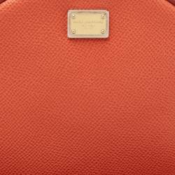 Pre Owned Dolce & Gabbana Orange Leather Glam Round Crossbody Bag