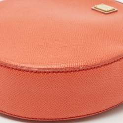 Pre Owned Dolce & Gabbana Orange Leather Glam Round Crossbody Bag