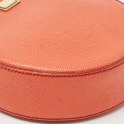 Pre Owned Dolce & Gabbana Orange Leather Glam Round Crossbody Bag
