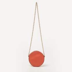 Pre Owned Dolce & Gabbana Orange Leather Glam Round Crossbody Bag