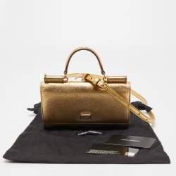 Pre Owned Dolce & Gabbana Gold Leather Miss Sicily Von Wallet on Chain