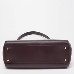 Pre Owned Dolce & Gabbana Burgundy Leather Large Miss Sicily Top Handle Bag