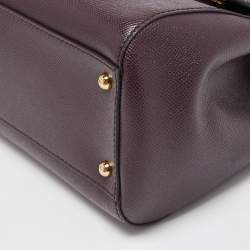 Pre Owned Dolce & Gabbana Burgundy Leather Large Miss Sicily Top Handle Bag