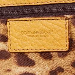 Pre Owned Dolce & Gabbana Mustard/Brown Leather Charm Studded Satchel