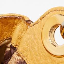 Pre Owned Dolce & Gabbana Mustard/Brown Leather Charm Studded Satchel