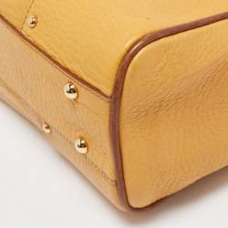 Pre Owned Dolce & Gabbana Mustard/Brown Leather Charm Studded Satchel