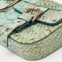 Pre Owned Dolce & Gabbana Green/Blue Python Chain Clutch