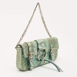 Pre Owned Dolce & Gabbana Green/Blue Python Chain Clutch
