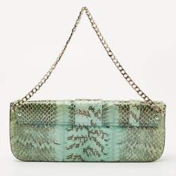 Pre Owned Dolce & Gabbana Green/Blue Python Chain Clutch