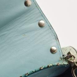 Pre Owned Dolce & Gabbana Green/Blue Python Chain Clutch