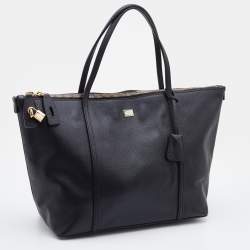 Pre Owned Dolce & Gabbana Black Leather Miss Escape Shopper Tote