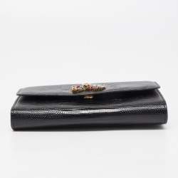 مملوكة مسبقًا Dolce & Gabbana Black Lizard Embossed Leather DG Millennials Crystals Wallet on Chain