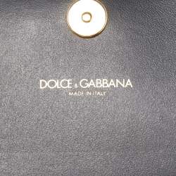 مملوكة مسبقًا Dolce & Gabbana Black Lizard Embossed Leather DG Millennials Crystals Wallet on Chain
