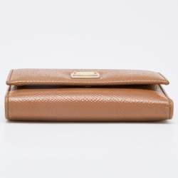 Pre Owned Dolce & Gabbana Beige Leather Trifold Wallet