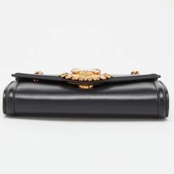 Pre Owned Dolce & Gabbana Black Leather Devotion Wallet on Chain