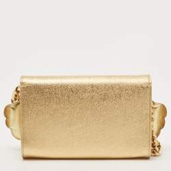 Pre Owned Dolce & Gabbana Gold Leather The Lovers Evening Chain Clutch