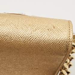 Pre Owned Dolce & Gabbana Gold Leather The Lovers Evening Chain Clutch
