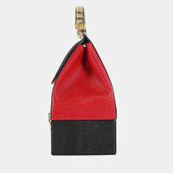 Pre Owned Dolce & Gabbana Beige/Red/Black Python & Lizard Leather Miss Sicly Bag