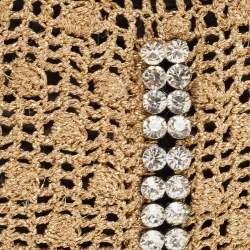 Pre Owned Dolce & Gabbana Woven Gold Fabric Crystal Embellished Clutch