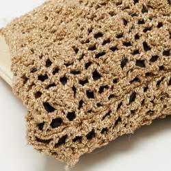 Pre Owned Dolce & Gabbana Woven Gold Fabric Crystal Embellished Clutch