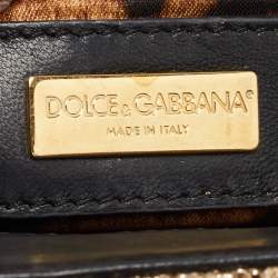 Pre Owned Dolce & Gabbana Woven Gold Fabric Crystal Embellished Clutch