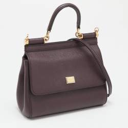 Pre Owned حقيبة يد علوية دولتشي أند غابانا ميس سيسيلي صغيرة جلد أسود