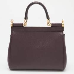 Pre Owned حقيبة يد علوية دولتشي أند غابانا ميس سيسيلي صغيرة جلد أسود