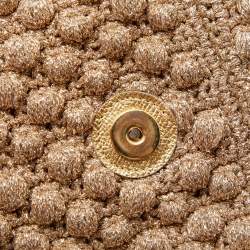 Pre Owned Dolce & Gabbana Gold Crochet Lurex Fabric and Leather Large Miss Sicily Top Handle Bag