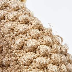 Pre Owned Dolce & Gabbana Gold Crochet Lurex Fabric and Leather Large Miss Sicily Top Handle Bag