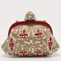 Dolce & Gabbana Multicolour Croc and Beads Mosaic Frame Chain Clutch