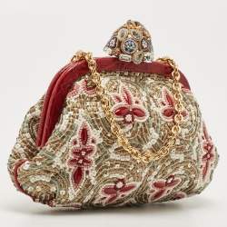 Dolce & Gabbana Multicolour Croc and Beads Mosaic Frame Chain Clutch