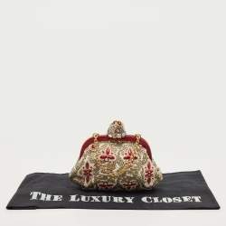 Dolce & Gabbana Multicolour Croc and Beads Mosaic Frame Chain Clutch
