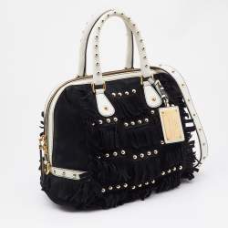 Pre Owned Dolce & Gabbana Black Suede and Leather Fringed Satchel