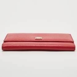 Pre Owned Dolce & Gabbana Red Leather Wallet On Chain