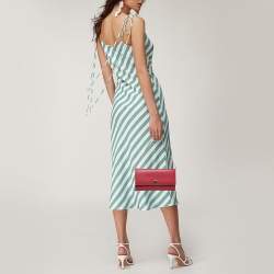 Pre Owned Dolce & Gabbana Red Leather Wallet On Chain