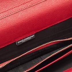 Pre Owned Dolce & Gabbana Red Leather Wallet On Chain