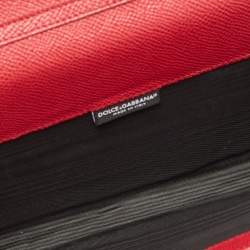 Pre Owned Dolce & Gabbana Red Leather Wallet On Chain