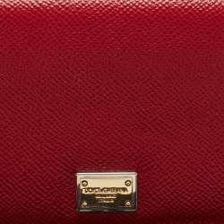 Pre Owned Dolce & Gabbana Red Leather Wallet On Chain