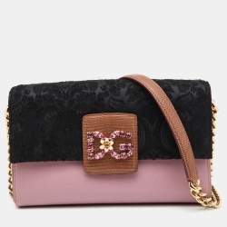 Pre Owned Dolce & Gabbana Tri Color Leather and Satin DG Millennials Shoulder Bag