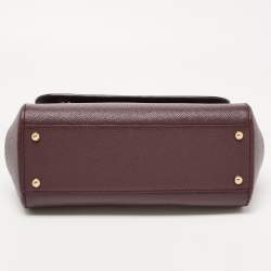 Pre Owned Dolce & Gabbana Burgundy Leather Medium Miss Sicily Top Handle Bag