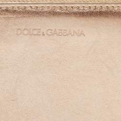 Pre Owned Dolce & Gabbana Metallic Rose Gold Leather Zip Around Wallet